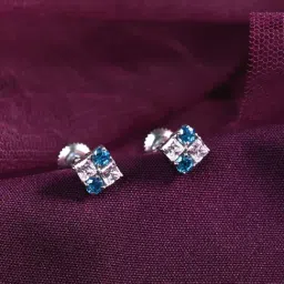 Clara 925 Silver Rhodium-Plated Swiss Zirconia Belen Stud Earrings-picture-28