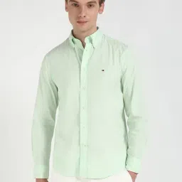 Tommy Hilfiger Opal Green Cotton Regular Fit Shirt-picture-20