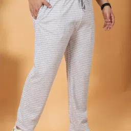 John Pride Grey Cotton Regular Fit Striped Trackpants image 3