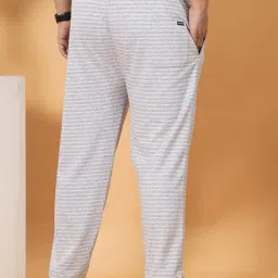 John Pride Grey Cotton Regular Fit Striped Trackpants image 2