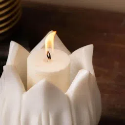 TESU White Marble Lotus Glow Candle Holder image 4