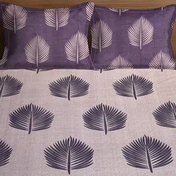 WEAVE AND DECOR Purple & Grey Printed Pure Cotton 300 TC Queen Bedsheet Set 1.82 x 1.82 m image 5