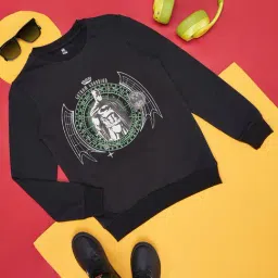 YU by Pantaloons Kids Black Printed Full Sleeves Sweatshirt-image-74