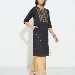 Rangmanch By Pantaloons Jet Black Regular Fit Printed Kurta image 3