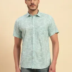 Cantabil Green Cotton Regular Fit Printed Casual Shirt-image-29