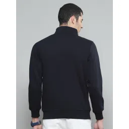 cloak & decker by monte carlo Cloak & Decker Mens Solid Navy Blue Mock Neck Full Sleeve Sweatshirt image 2