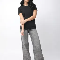 R&B Black Cotton Relaxed Fit T-Shirt image 4