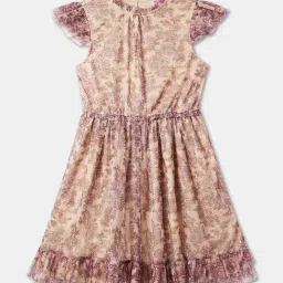 R&B Kids Pink Floral Print Regular Fit Dress-picture-11