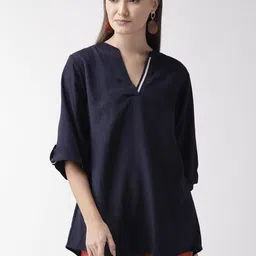 Vaak Women Navy Blue Solid Tunic-picture-42