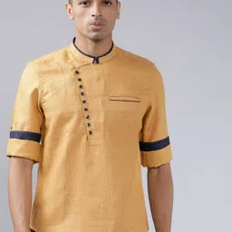 HIGHLANDER Men Mustard Yellow Slim Fit Solid Casual Shirt-image-49