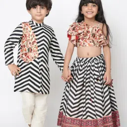 Lil Drama Kids Beige & White Printed Lehenga with Choli image 5
