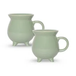 U & U Unique Utilities Olive Green Ceramic Glossy Mugs With 4 Legs-340 ml Each-picture-37