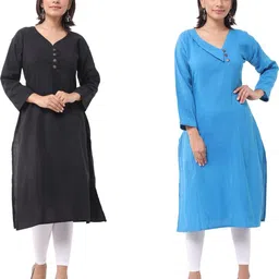 DESHBANDHU DBK Women Blue Cotton Kurtas-image-50