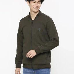 Spykar Dark Olive Regular Fit Mandarin Collar Sweatshirt-picture-26