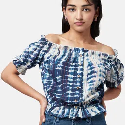YU by Pantaloons Tie and Dye Off-Shoulder Bardot Top-picture-32