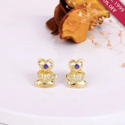 GIVA Love is Everywhere 92.5 Sterling Silver Coffee Love Stud Earrings in Gold-Plating-picture-10