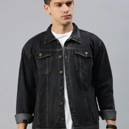 VOXATI Grey Regular Fit Shirt Collar Denim Jacket-picture-11