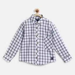 Tales & Stories 100% Cotton Full Sleeves Window Pane Checked Regular Fit Shirt - White-picture-15
