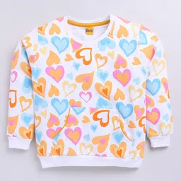 Kidcity Full Sleeves Hearts Printed Sweatshirt - White-picture-27