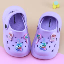 Cute Walk by Babyhug Clogs with Back Strap Closure & Unicorn Applique - Purple-picture-21