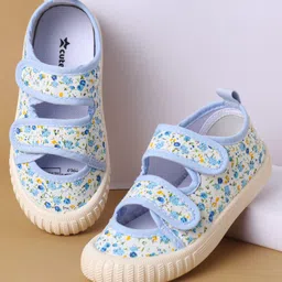 Cute Walk by Babyhug Velcro Closure Casual Shoes with Floral Print - Light Blue-picture-36