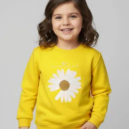 Mark & Mia Terry Knit Full Sleeves Sweatshirt with Floral Print - Yellow-picture-18