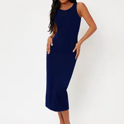 CILIMILI Women Round Neck Bodycon Midi Dress-image-45