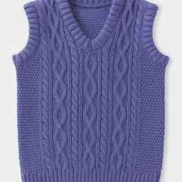 Mi Arcus Knit Sleeveless Cable Knit Designed Sweater - Blue image 3