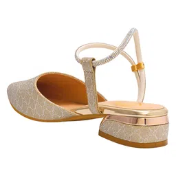 Shoetopia Shimmer Detailed Stone Embellished Sandals - Golden image 3