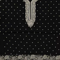 Koskii Floral Embroidered Zariwork Raw Silk Unstitched Dress Material image 2