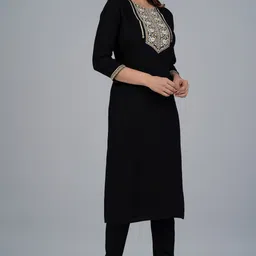 Moda Rapido Women Embroidered Regular Kurta with Trousers-picture-28