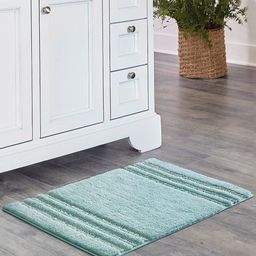 OBSESSIONS Sea Green & White Self Design Ultra Absorbent Anti-Skid Rectangular Bathmat-picture-9