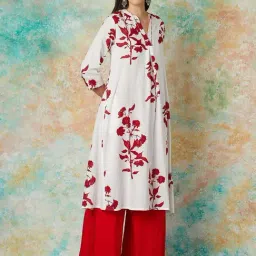 Melange by Lifestyle White Printed A Line Kurta-image-31