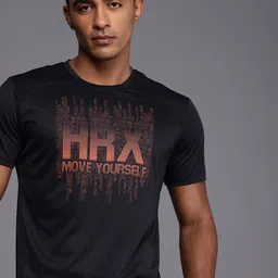 HRX by Hrithik Roshan Brand Logo Printed Rapid-Dry Antimicrobial Finish Training T-shirt-picture-30