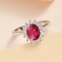 Ornate Jewels 925 Silver 1.5 Carat Oval Red Ruby Halo Ring for Women-picture-27