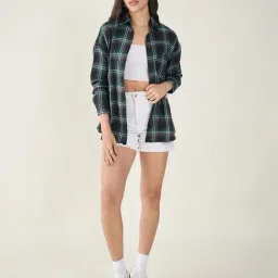 CHIMPAAANZEE Green & Black Checked Shirt image 4