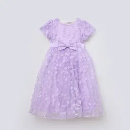 Blue Giraffe Girls Purple Self Design Dress-image-73