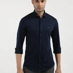 Tommy Hilfiger Navy Iris Cotton Slim Fit Shirt-image-71