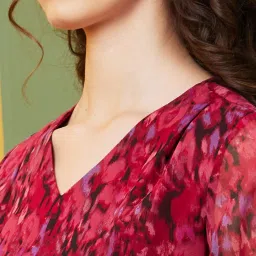 Globus Maroon Printed A-Line Dress image 5