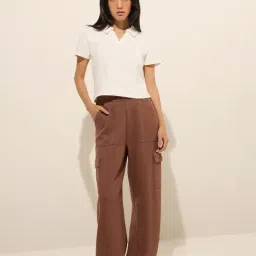 studiofit women Studiofit by Westside Brown Cargo-Style High-Rise Track Pants image 3