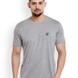 mack jonney VIMAL JONNEY Men Grey Melange Solid Round Neck T-shirt-picture-37