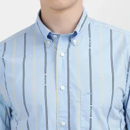 Tommy Hilfiger Blue Cotton Regular Fit Striped Shirt image 5