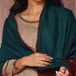 Fabindia Blue Wool Regular Fit Woven Shawl image 5