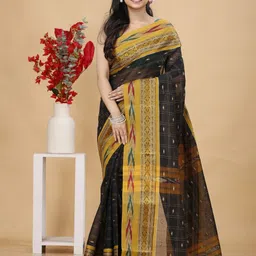 Bong ButiQ Checked Zari Pure Cotton Taant Saree-image-90