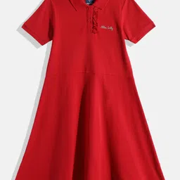 Allen Solly Junior Girls Ruffled Pure Cotton A-Line Dress-image-63
