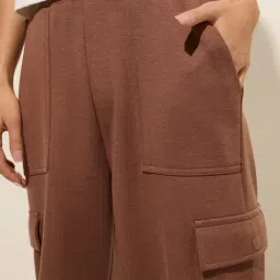 studiofit women Studiofit by Westside Brown Cargo-Style High-Rise Track Pants image 4