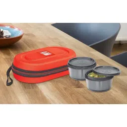 Milton Nutri Lunch Box Elegant Tiffin With Microwavable Steel Container Set 2 Pcs, 700 ml, Orange-picture-11