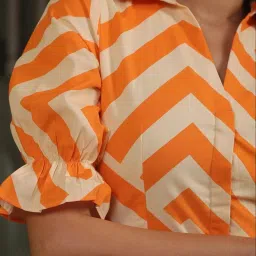 SALT Attire Orange & Cream Striped A-Line Dress image 5