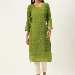 SWAGG INDIA Green Embroidered Straight Kurta-picture-16