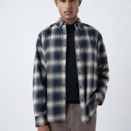 WES Casuals by Westside Navy Checkered Relaxed-Fit Cotton Shirt-picture-36